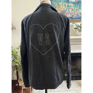 Victoria’s‎ Secret Rhinestone Heart 1/4 Zip Sweatshirt Grey S/P